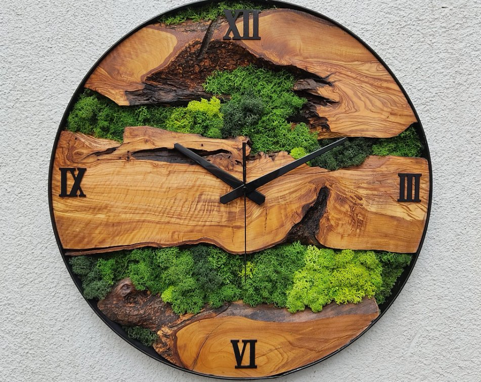 Made to Order Moss Wall Clock Personalized Gift, Wall Art, Custom Made Moss & Wood Wall Clock, Custom Wall Decor