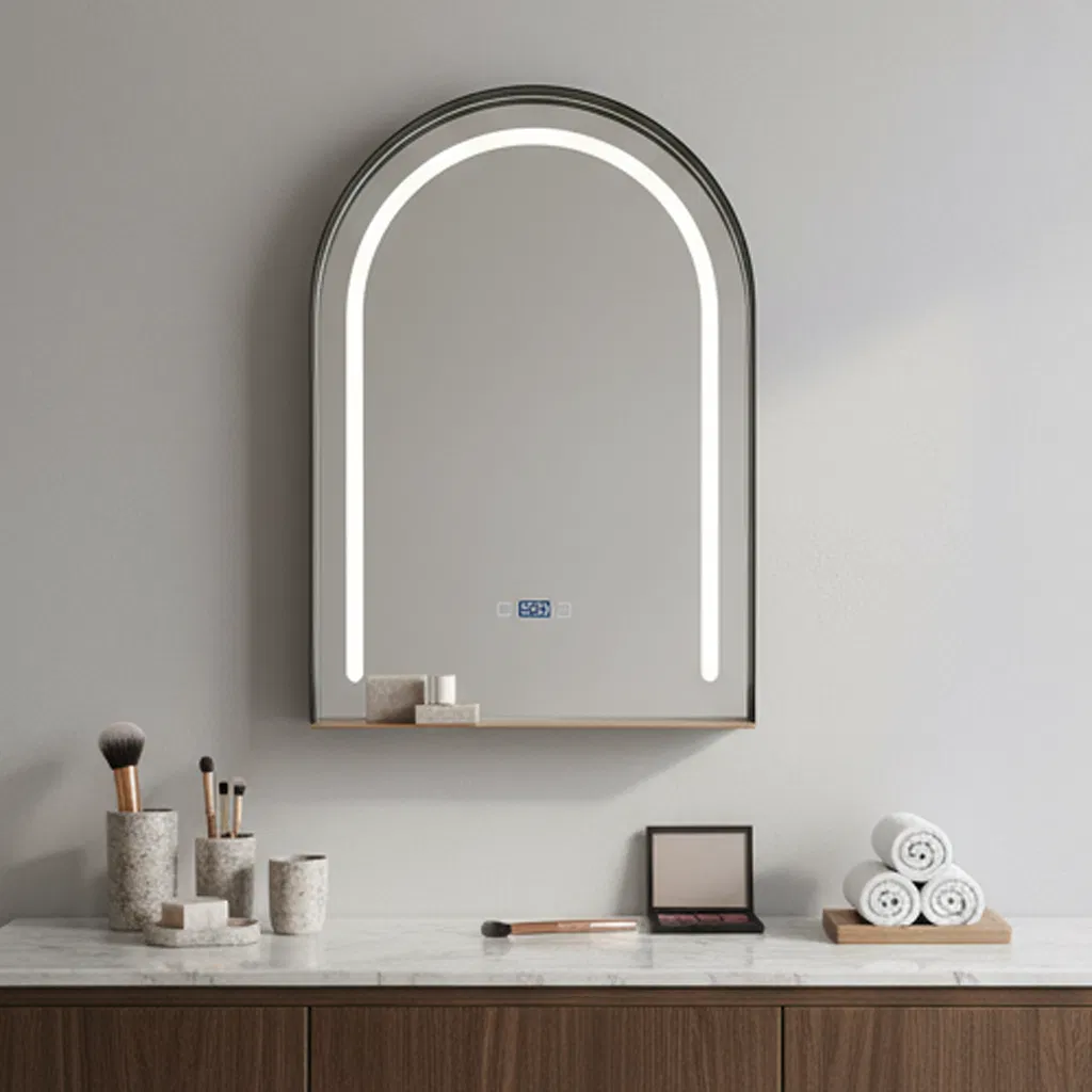 Multi-Functional Arc Shape Dimmable Smart Glass LED Light Wall Mirror Espejo Con Luz LED for Bathroom