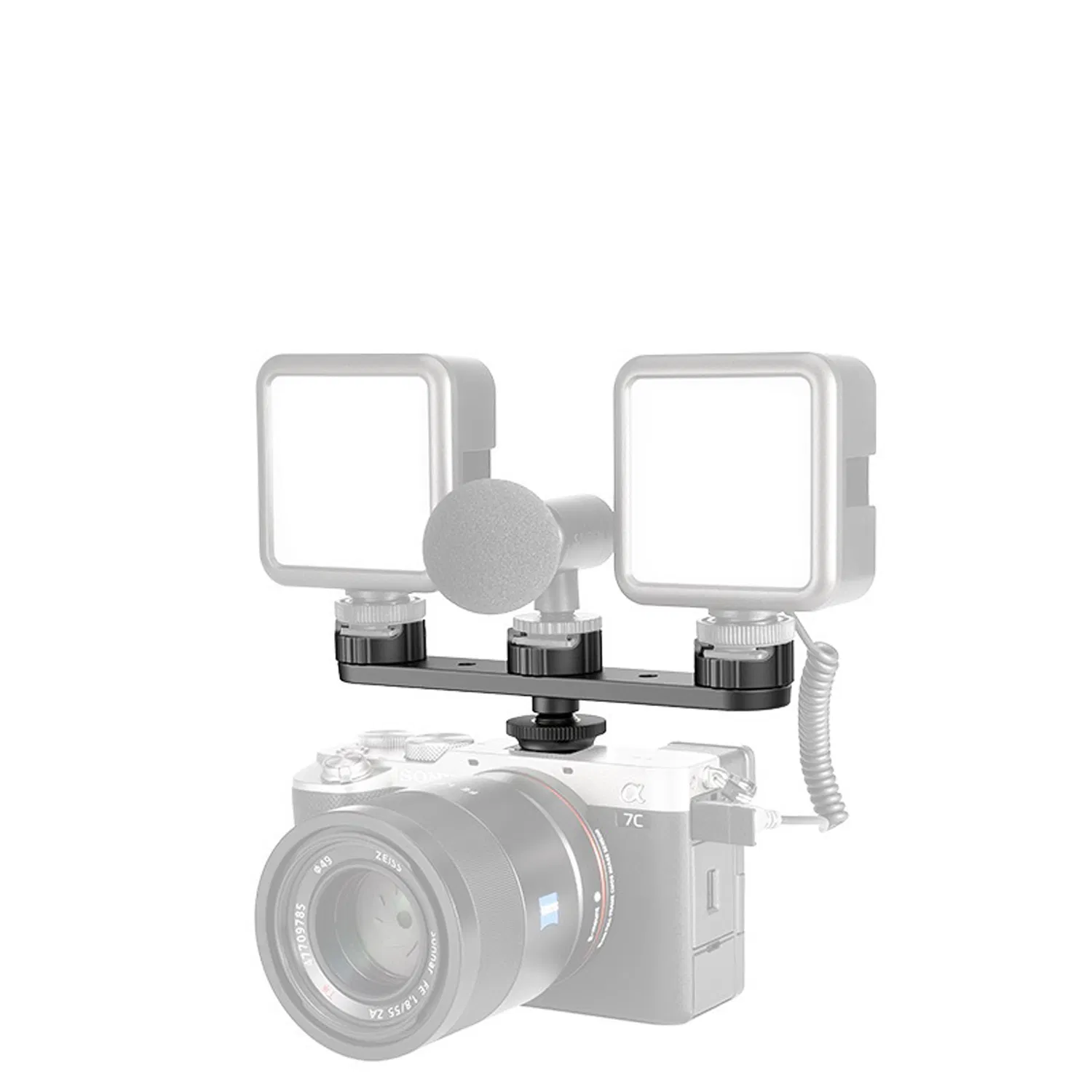 PT-23 Triple Hot Shoe DSLR Plate Microphone LED Video Light Stand Gimbals Extendable Bar Vlog Accessories Kits Camera Cold Shoe Extension Mount