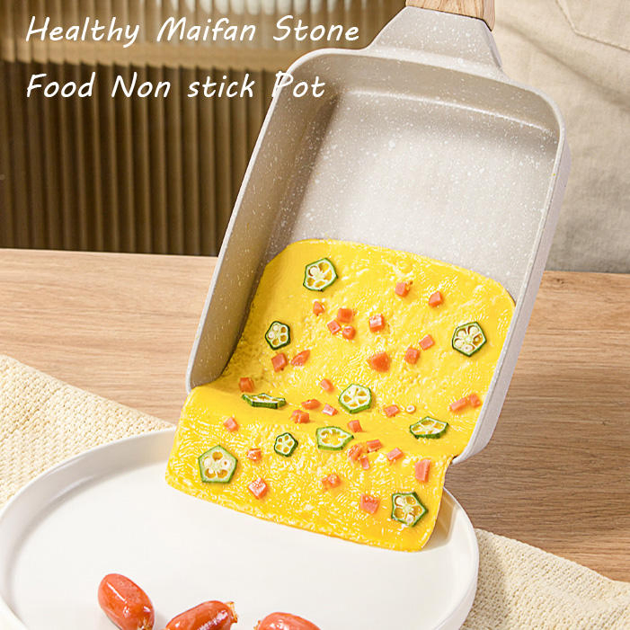 Direct Factory Cooking Supplier Nonstick Egg Frying Pan Kitchen Rectangular Small Pan for Gas and Induction Cooker