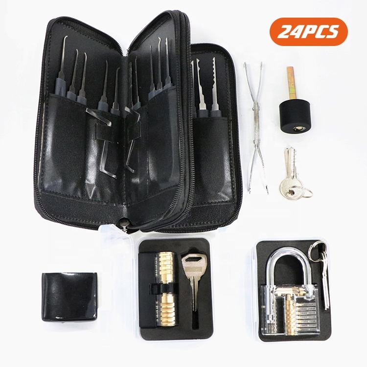 24 PCS Training Skill Three Practice Locks Lock Pick Repair Locksmith Set