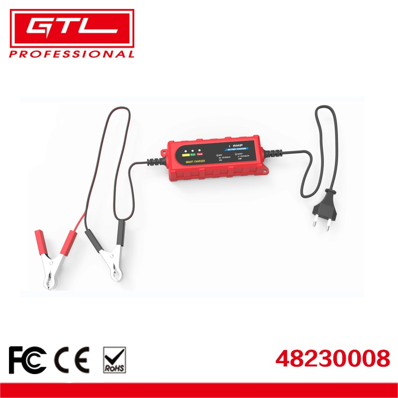 6/12V 1A Car Battery Charger, Automotive Smart Battery Charger/Maintainer for Car, Motorcycle, Lawn Mower, Boat, RV, SUV, ATV (48230008)