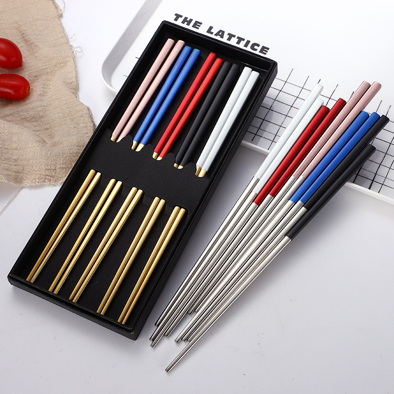 Stainless Steel 304 Tableware Thickened Chopsticks Custom Color