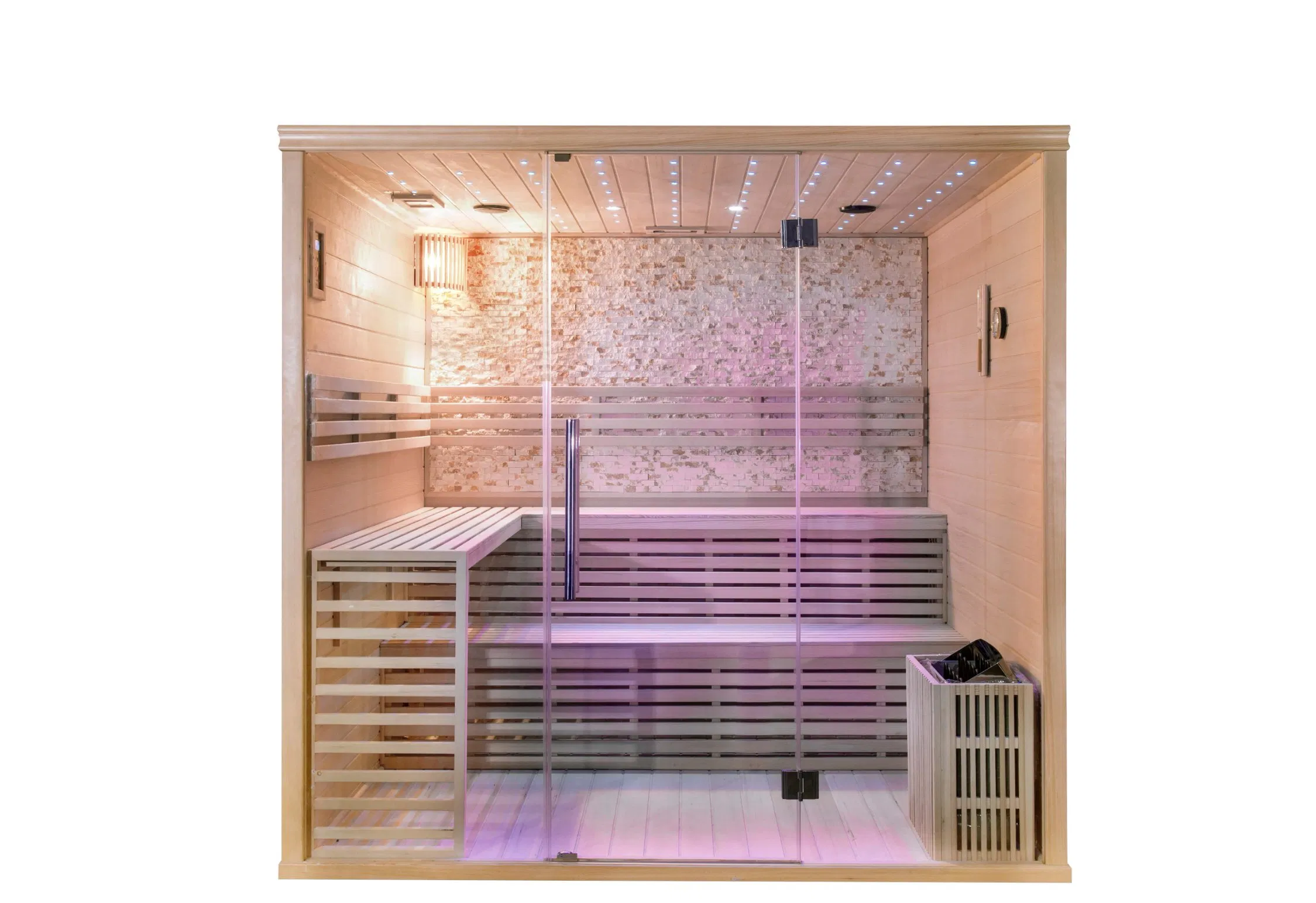 Финская сауна с паром и взрывобезопасным светом