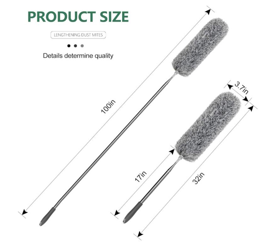 100-Inch Bendable Microfiber Head Washable Extra-Long Dusters with Extension Pole