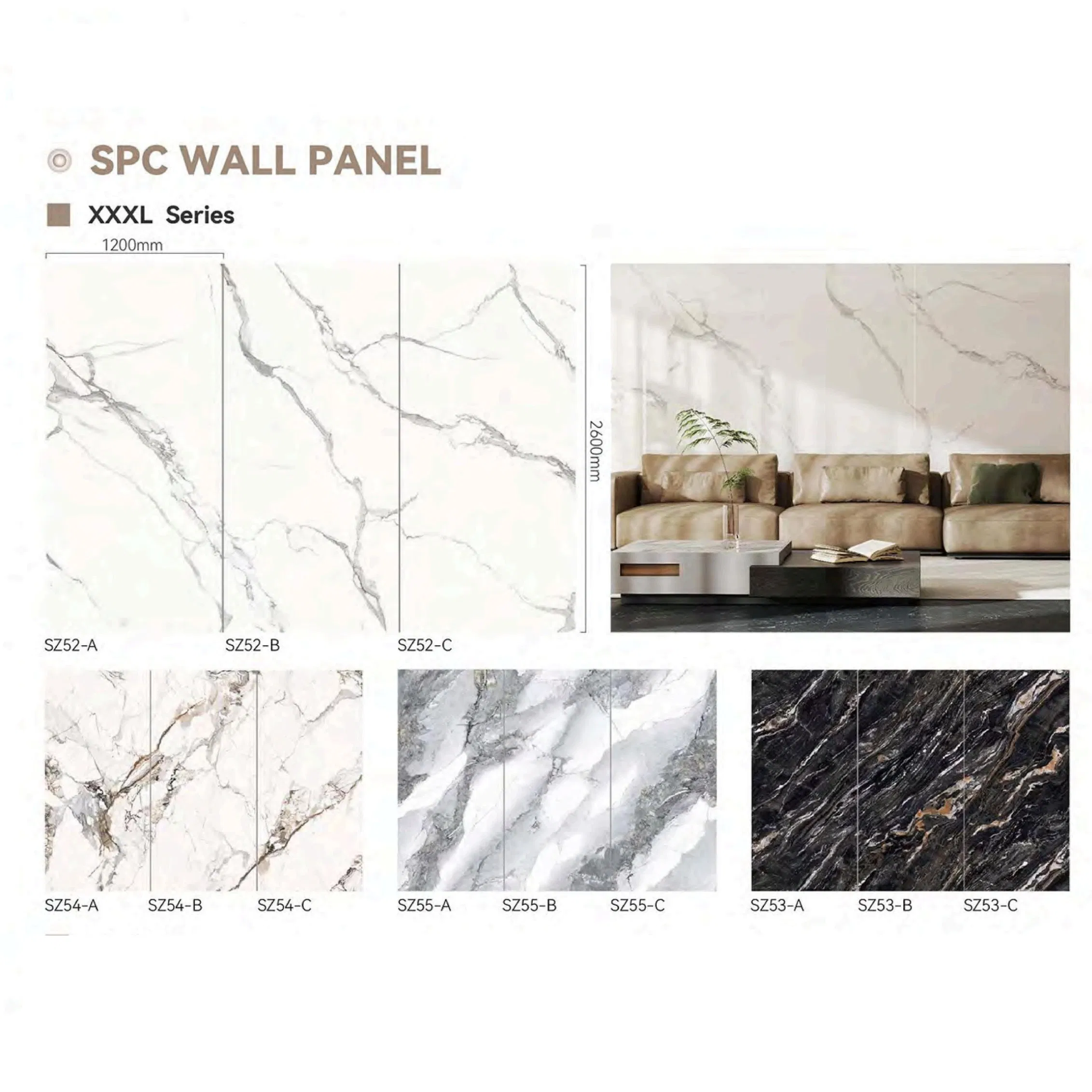 Spc Wall Panel Marble Bathroom Shower Waterproof PVC Plastic Stone Marble Wall Board Interior Decorative Panels