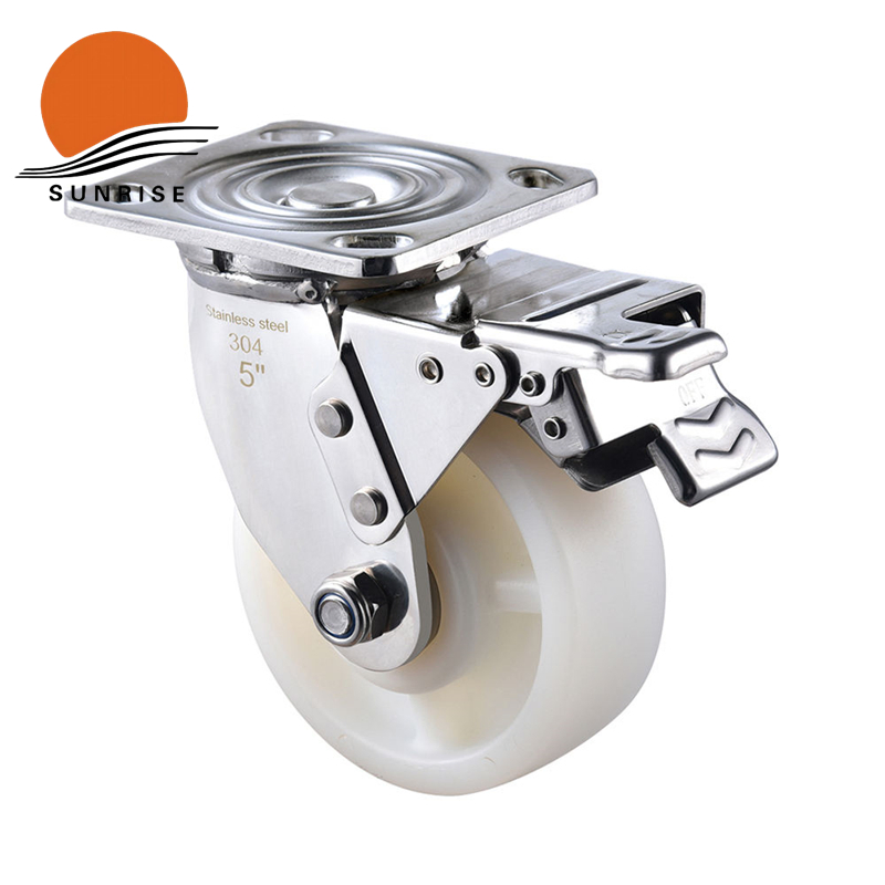 4/5/6/8inch 250/350/450/550kg Ss Nylon PA Large Rubber Caster Wheels Heavy Duty Long Rubber Caster Castor Wheel