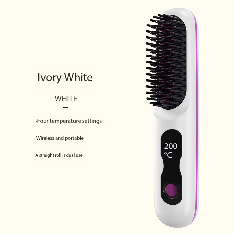 Multiple Styles Wireless Hair Straightener Brush Ceramic Rechargeable Negative Ion 2-in-1