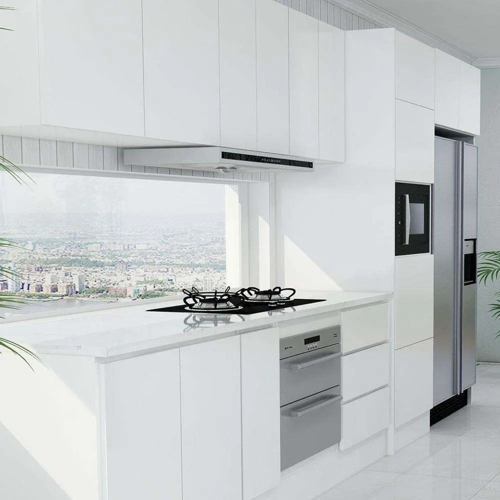 Matt Kitchen Cabinet Paint White Kitchen Cupboard with Spice Basket