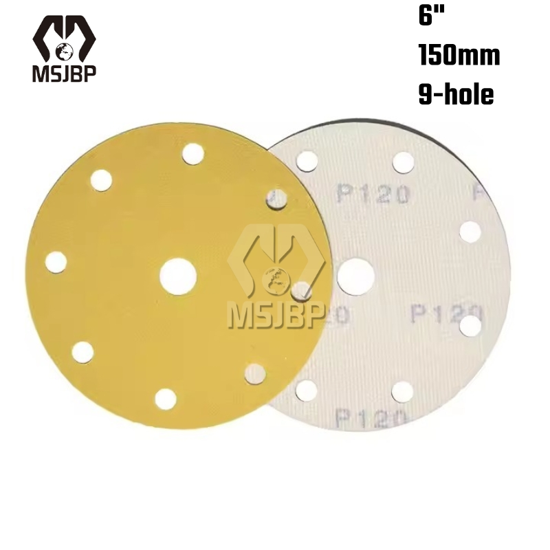 Шлифовальный диск 5 дюймов, 9 отверстий, желтый