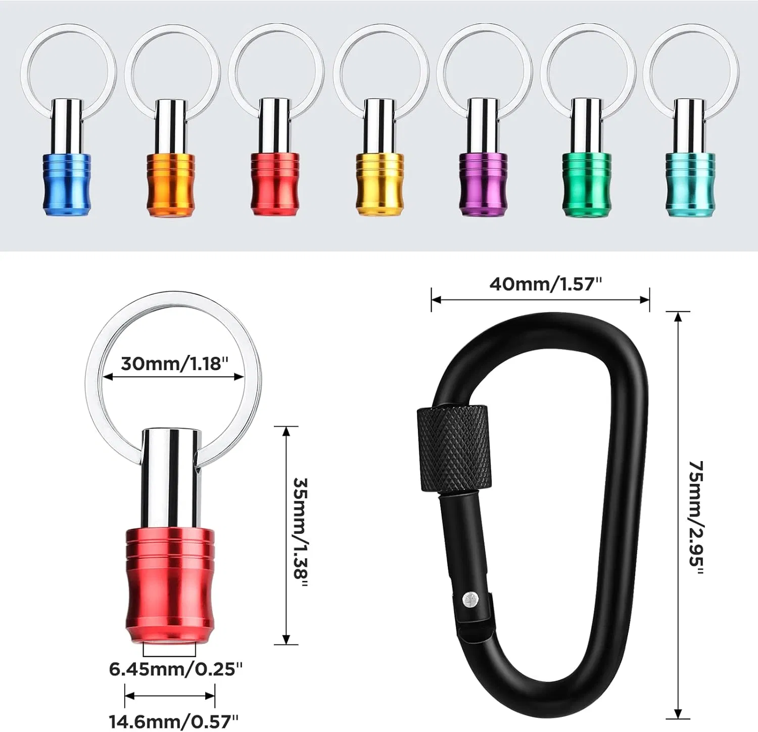 2024 New Durable 1/4 Inch Hex Shank Keychain Extension Screwdriver Bits Holder Socket Adapter Drill Bit Holder