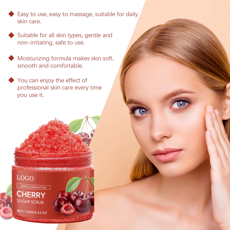 Ditong Healthy Skin Care Natural Fruit Cherry Nourishing Sea Salt Deep Cleansing Gentle Exfoliating Moisturizing Body Scrub