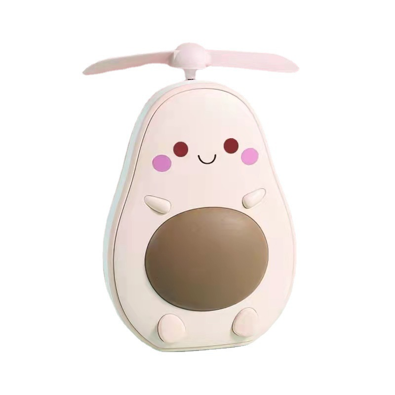 Portable Handheld Beauty Mirror LED Makeup Mirror with Soft Cute Avocado Fan