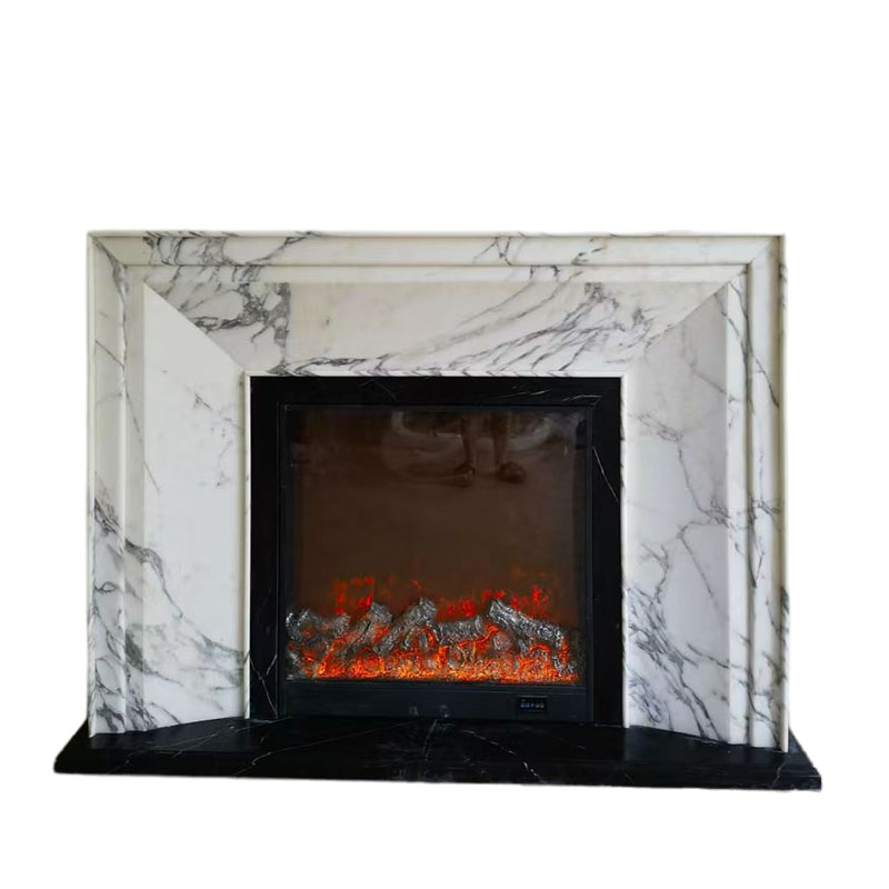 Камин из белого мрамора Arabescato ручной работы