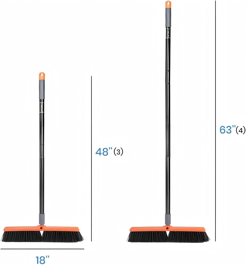 18inch Outdoor Dust Broom Extra Long Handle Outdoor Plastic Broom- Garden Broom Outdoor with Long Handle Sweeper Broom
