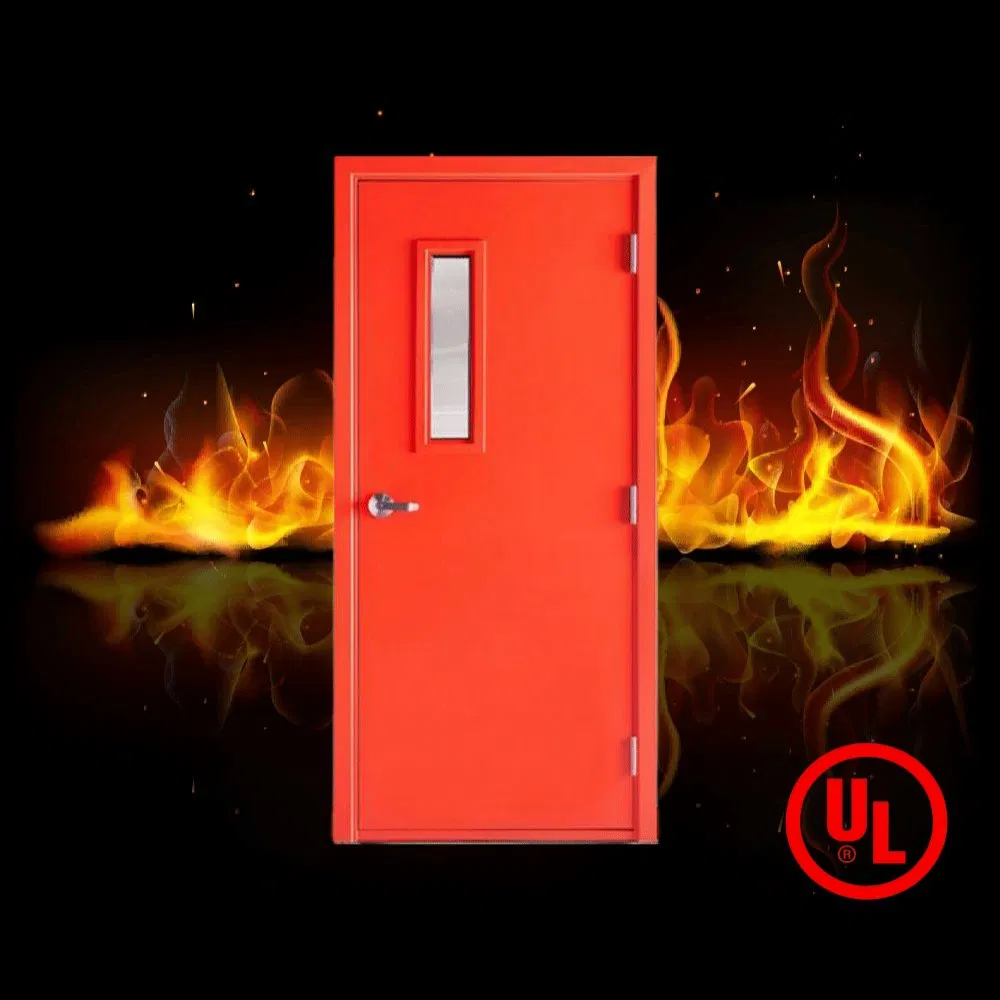 UL Listed Steel Emergency Egress Door - 90/180-Min Fire Rated, Fire-Resistant Glass Lite, Panic Hardware Ready