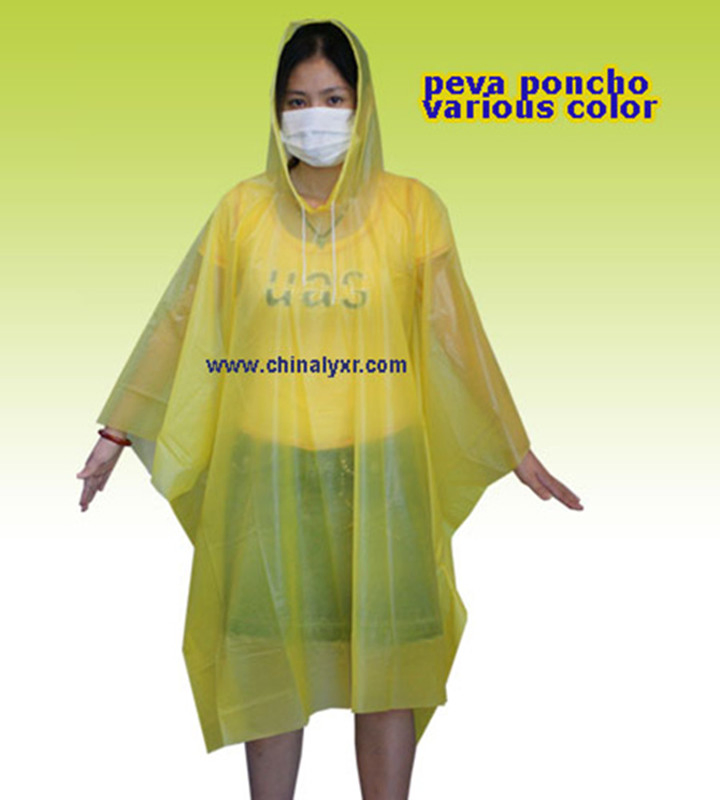 Yellow PEVA Poncho Waterproof Windproof Raincoat