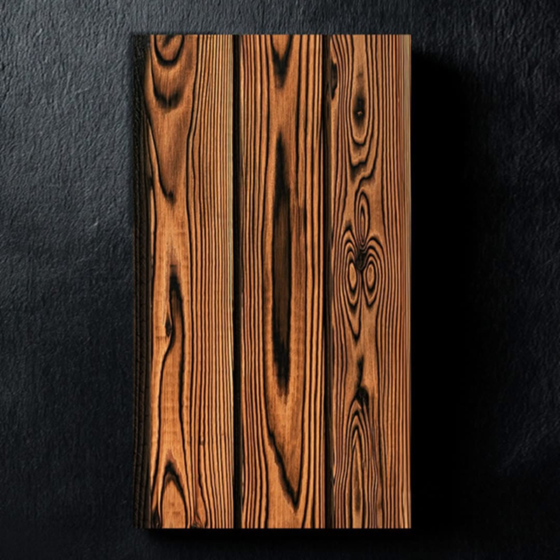 Custom-Design Carbonized Burnt Charred Outdoor Exterior Shou Sugi Ban Solid Wood Cladding Wall Panels