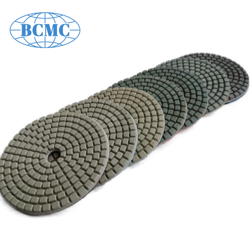 Bcmc Full Set 4 Inch Wet Backer Pad Granite Concrete Marble Diamond Polishing Pads