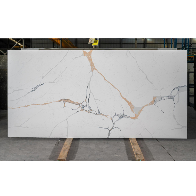 Precut Kitchen Quartz Slabs Calacatta Gold White Artificial Stone Countertop Quartz Slab