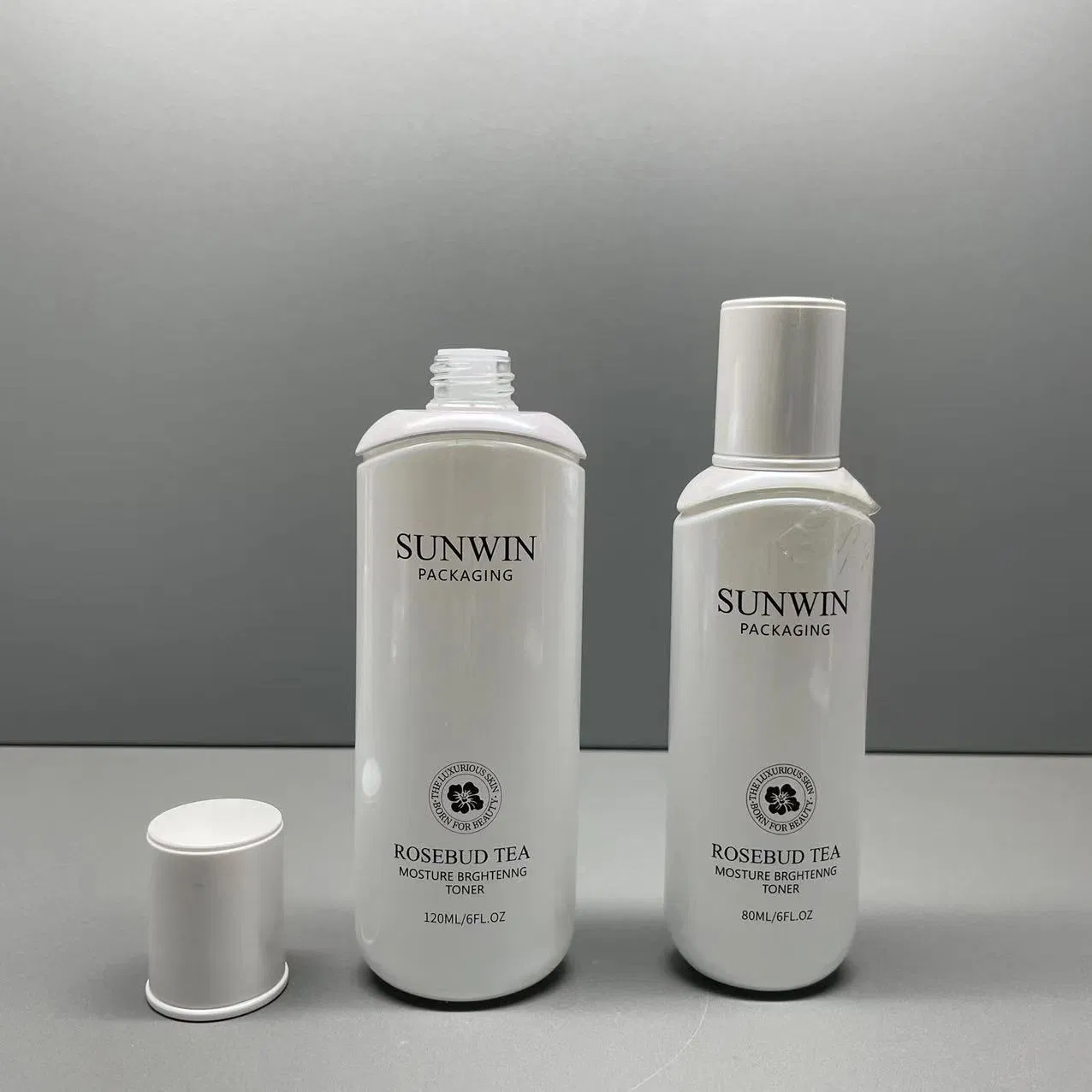 Elegant Pearl White Glass Bottle and Jar Set for Cosmetics