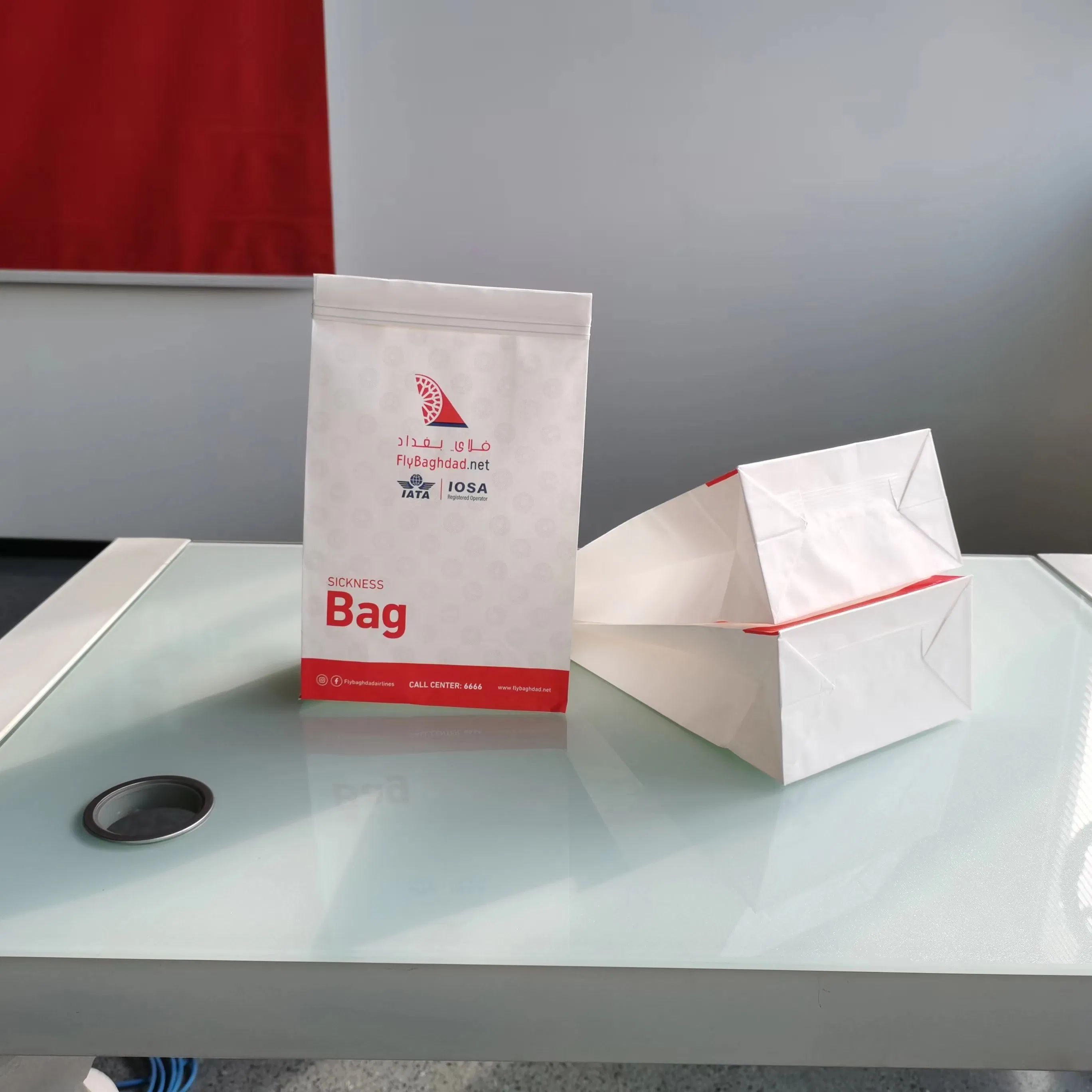 Air Sickness Bag OEM Biodegradable Disposable Custom Print Vomit Bag Kraft Paper Bag