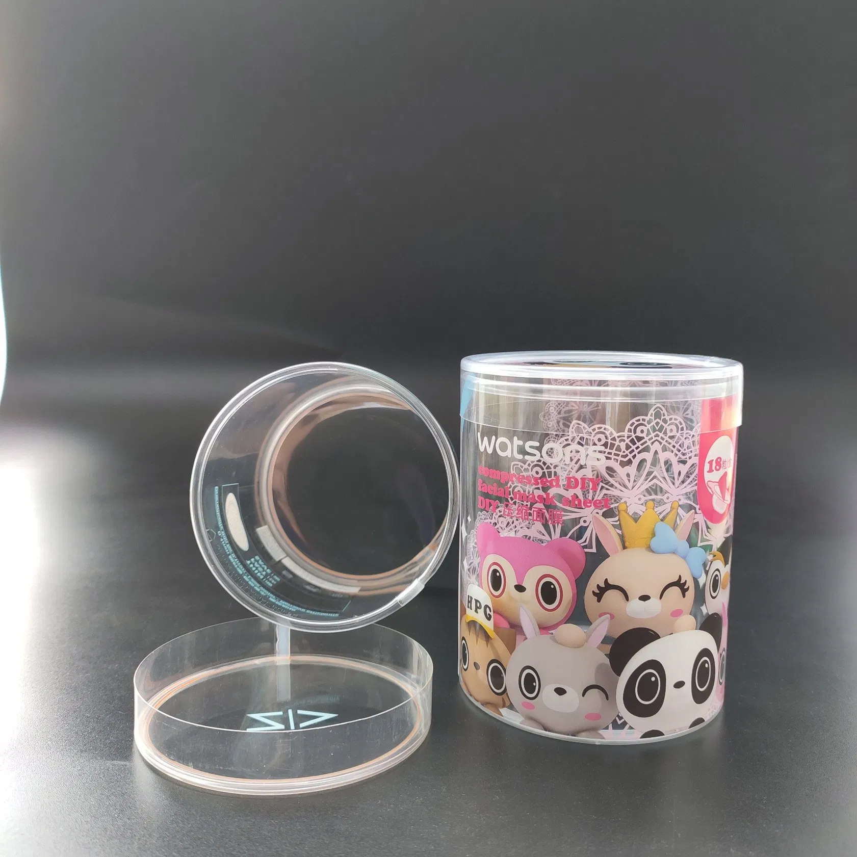 Cylinder Packaging Box Customizing Plastic Round Tube for  Facial Puffs