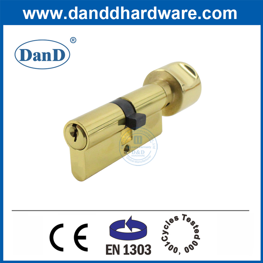 BS En1303 Profile Entry Polished Brass Gold Door Lock Key Cylinder