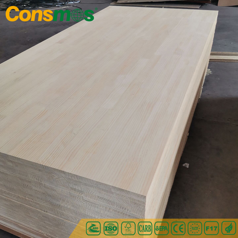 Consmos Waterproof UV Coated Radiata Pine Solid Wood Furniture Panel Finger Jointed Lumber Board