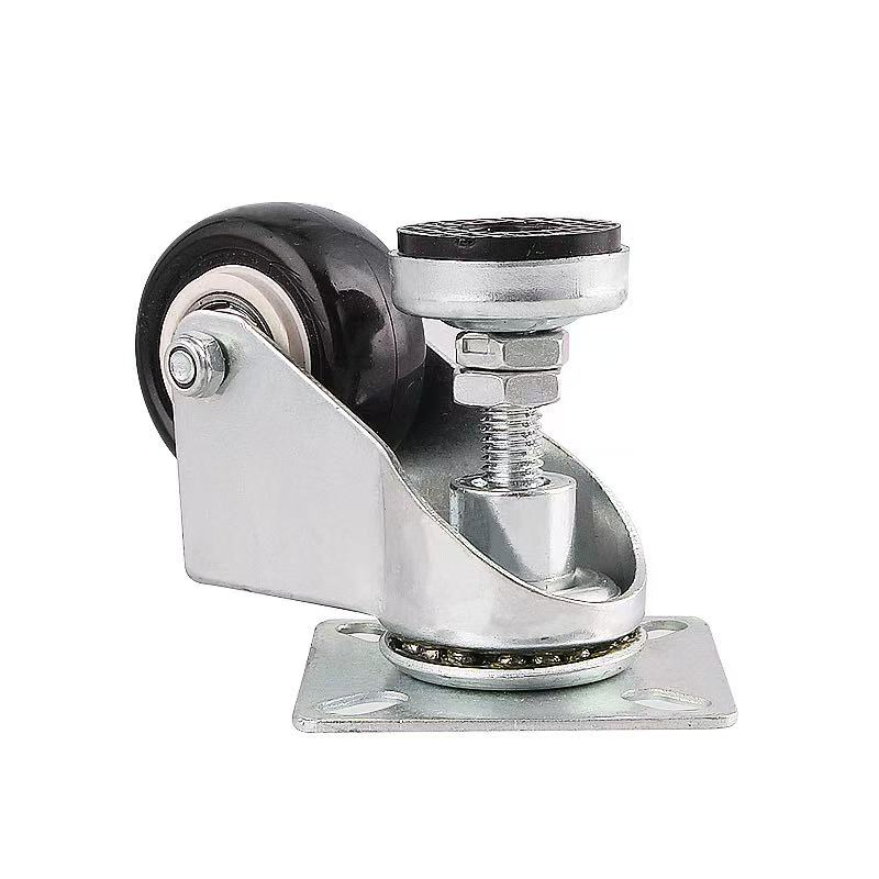 Universal Red and Black Polyurethane Leveling Casters, Silent PU Casters with a Load Capacity of 60kg.