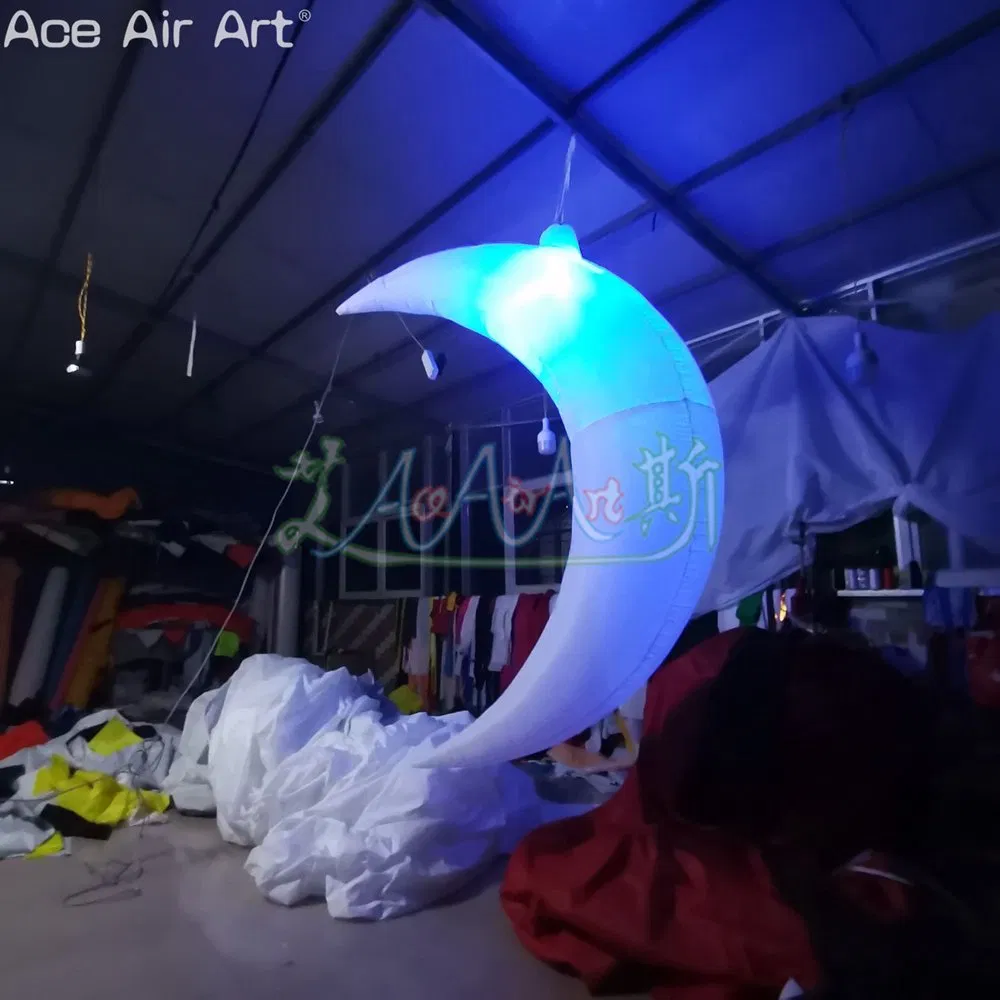 2mh or Custom Party Decoration Inflatable Crescent Moon LED Lighting Air Luna Balloons Ceiling Moons for Stage/Event/Wedding
