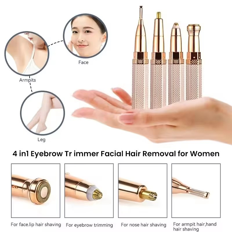 Hadiyah Beauty 4 in 1 Electric Eyebrow Trimmer USB Charging Portable Hair Remover