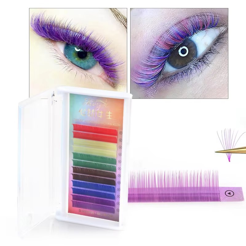 Wholesales Mix Colour 0.05 0.07 0.10 Volume Eyelash Extensions Private Label Custom Boxes Soft Lashes