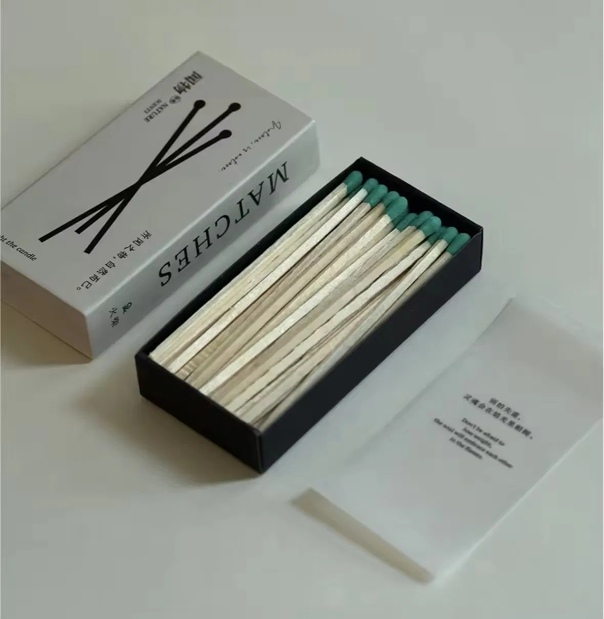 Custom Hotel Advertising Safety Long Black White Matchbox White Sliver Golden Logo Hot Wooden Colored Matches