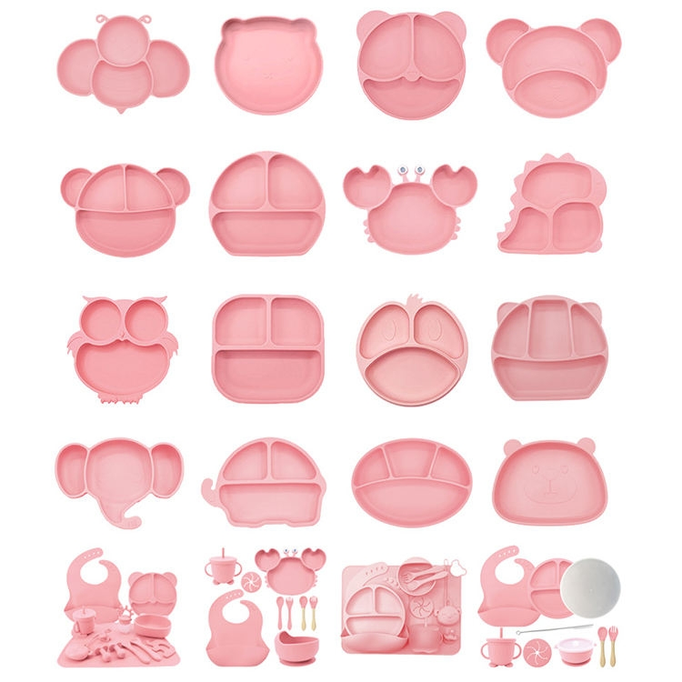 Divided 3 Areas Baby Toddler Plates Silicone Baby Kids Plate