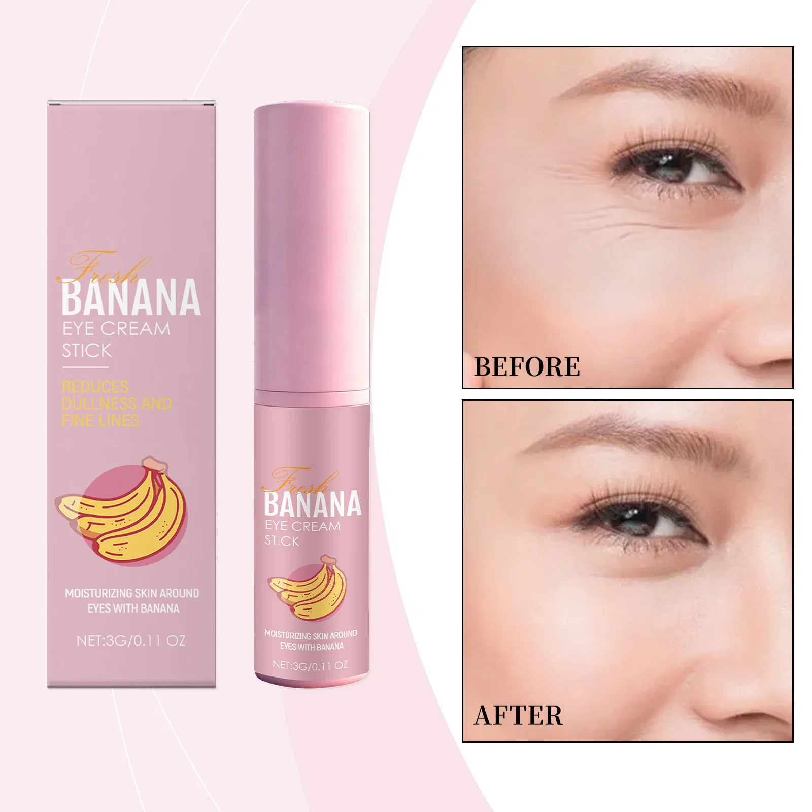 Moisturizing Lightening Eye Cream Stick with Hyaluronic Acid Vitamin C Targets Dark Circles Fine Lines Eye Cream Balm