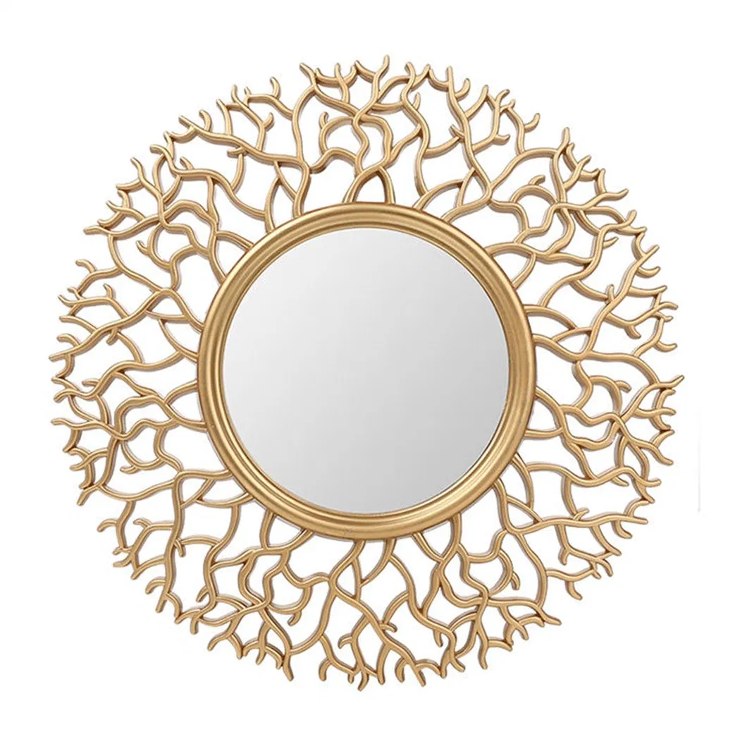 Home Decorative Self-Adhesive Round 3D Golden Frame Wall Stickers Mirror