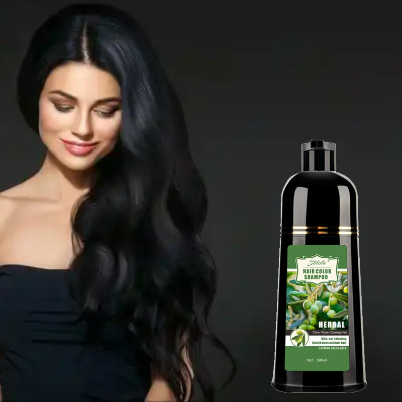 Permanent Herbal Speedy Black Hair Dye Shampoo for Gray and White Hair Coverage