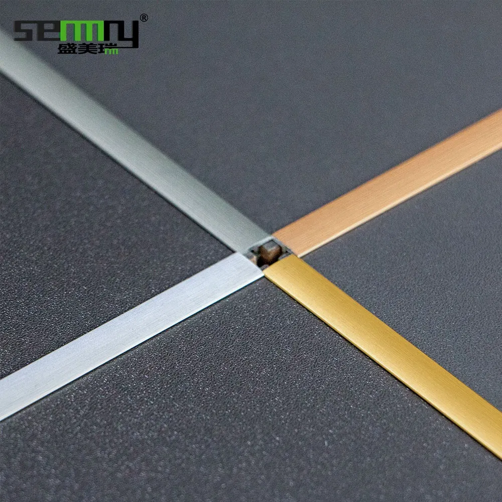 Fashion Design Aluminum Alloy Wall Flooring Accessories T Shape Trimming Corner T Channel Transition Metal Tile Trim T Shape