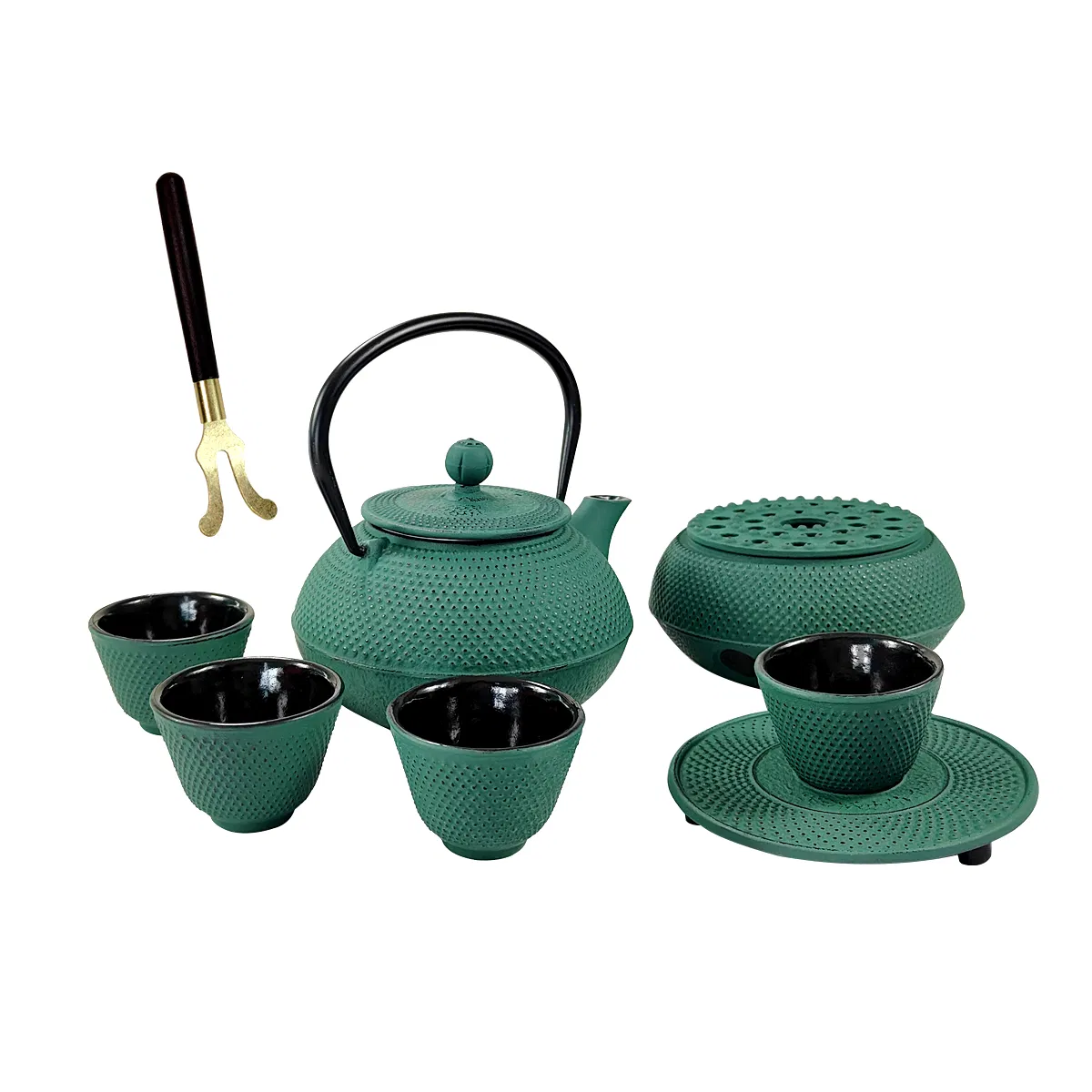 Cast Iron Teapot Set Water/Coffee Kettle with Cups