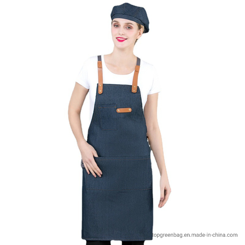 2025 Custom Logo Waterproof Kitchen Apron Fpr Cooking Mens and Womens Professional Chef or Server Bib Apron with Adjustable Straps