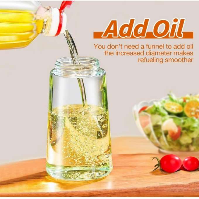 Oil Sprayer for Cooking, 2 in 1 Olive Oil Dispenser Bottle for Kitchen, 16oz/470ml Premium Glass Oil Bottle, Food-Grade Oil Mister for Air Fryer, Sala