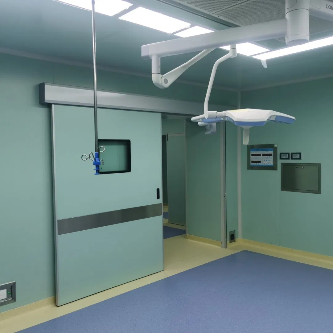 Automatic Operating Room Door Fire Prevention Electric Side Opening Modern Design Black Aluminum Profile Edge Clean Room Doors