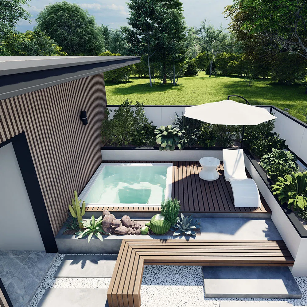 Индивидуальная спа-ванна из стеклопластика с мозаикой