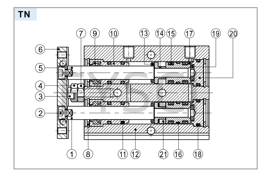 Пневмоцилиндр Airtec TN10X25S с двойным штоком и магнитом