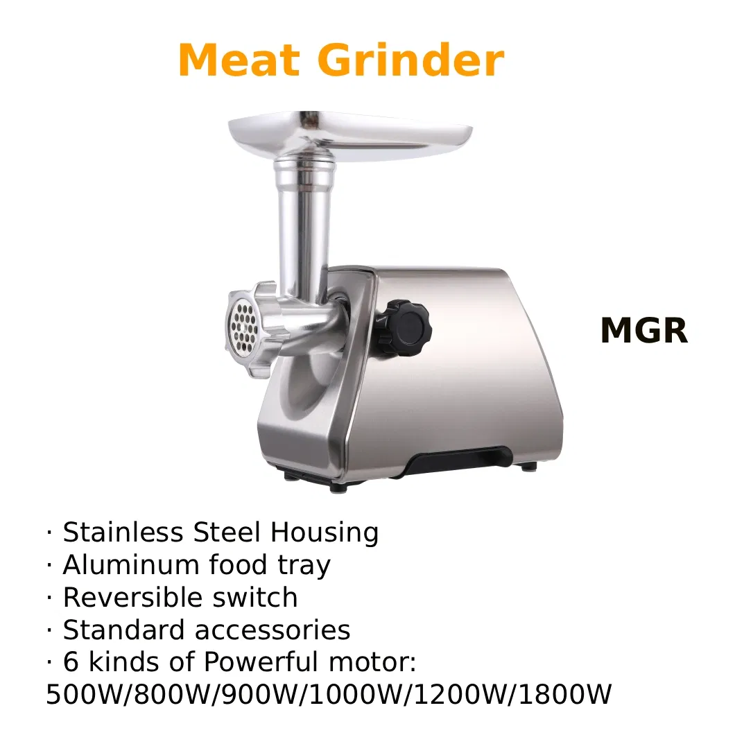 Stainless Steel Electric Meat Grinder with 3 Metal Plates Sausage Stuffer