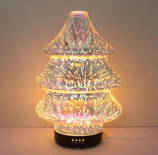 2025 New 120ml Colorful LED Lights Christmas Tree Air Humidifier Glass Aromatherapy Machine Aroma Diffuser