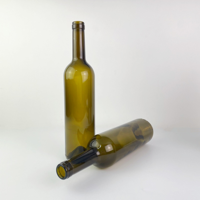 Food Grade 750ml Antique Green Round Shape Olive Oil Bottle