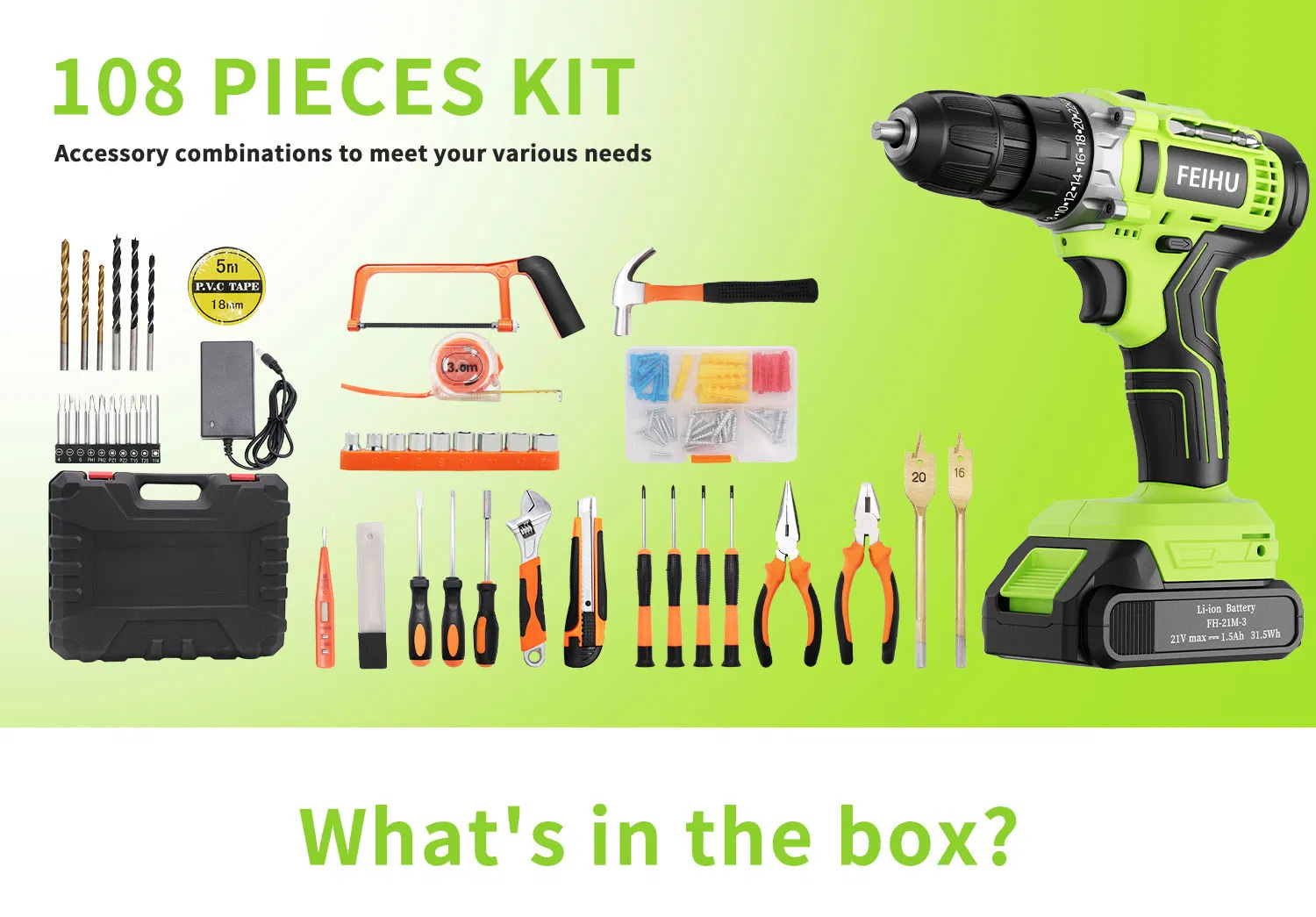 Аккумуляторная дрель-шуруповерт Feihu FH-6918S