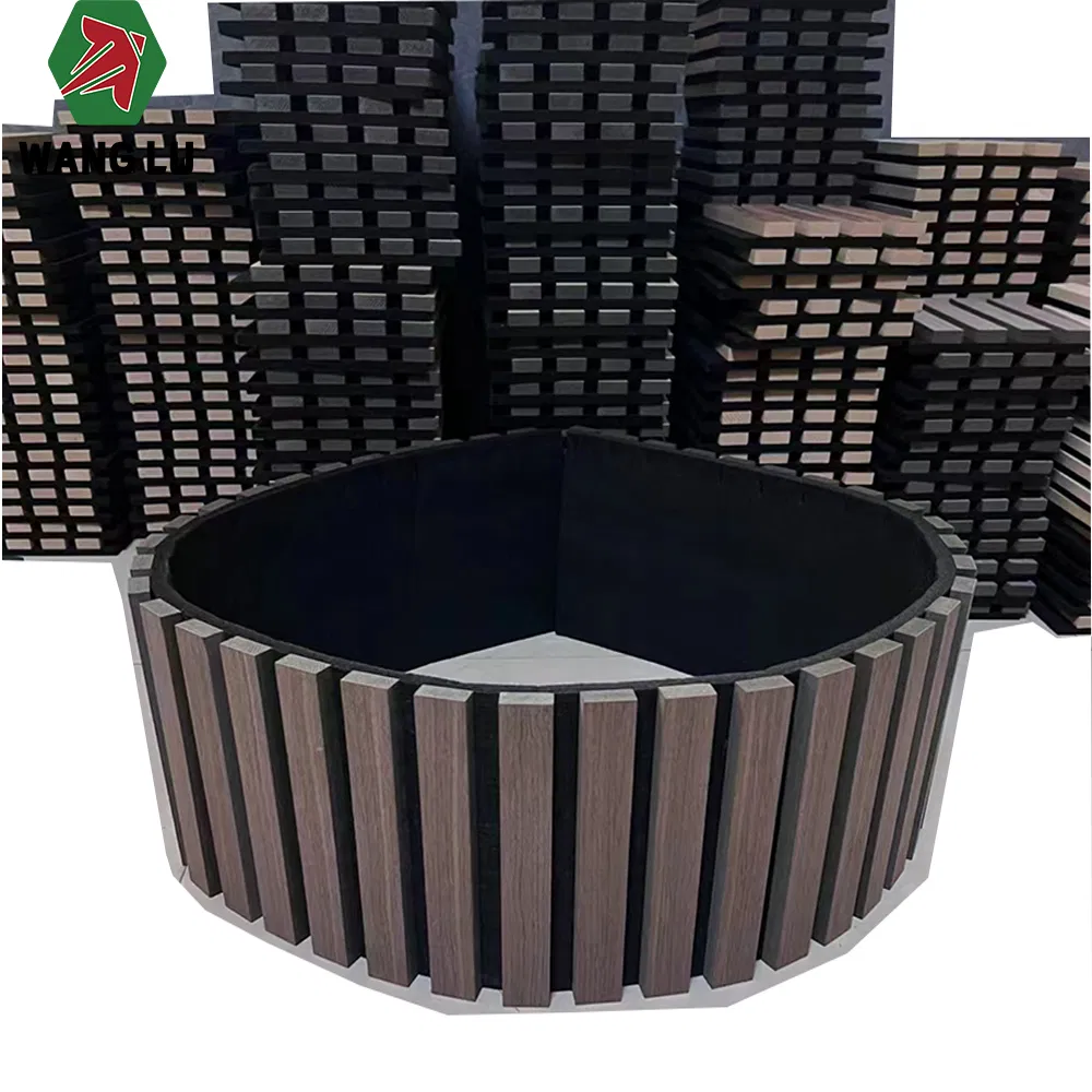 Hot Selling 9mm Flexible Felt Engineered Veneer Polyester Fiber Panel Aku Panel Soundproof Acoustic Panel